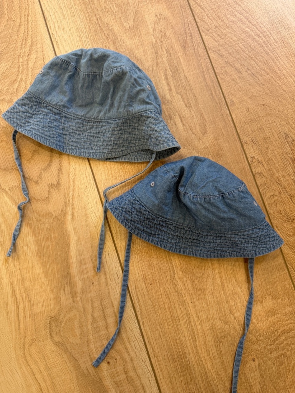 H&M Kids Denim-Style Blue Bucket Hats with Chin Ties